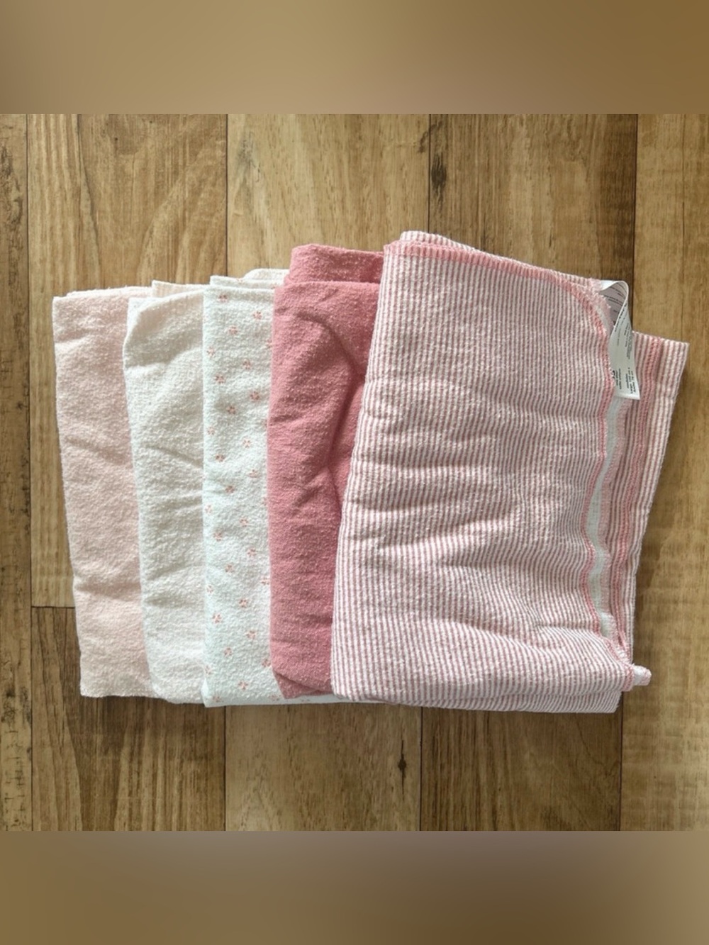 Bundle of 5 Carter’s cotton baby girl blankets or burp cloths 30” x 40”